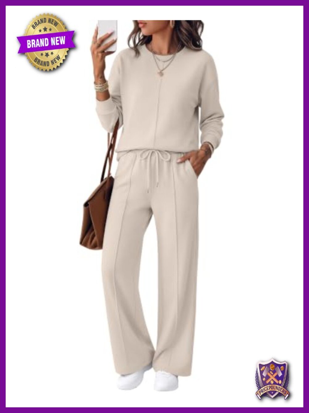 Women's 2 Piece Sweatsuit Set Lounge Outfit Wide Leg Drawstring Pants